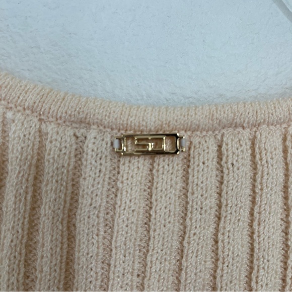 St. John Sport Sleeveless Ribbed Sweater Vest Cream Santana Knit Wool Blend Sz L - Picture 5 of 10